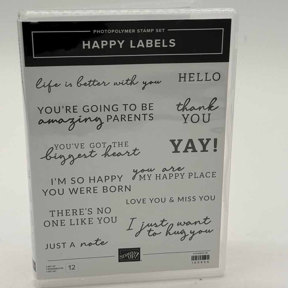 HAPPY LABELS Stamp Set Stampin Up Baby Amazing Love You‎ Miss You Hug YAY NEW